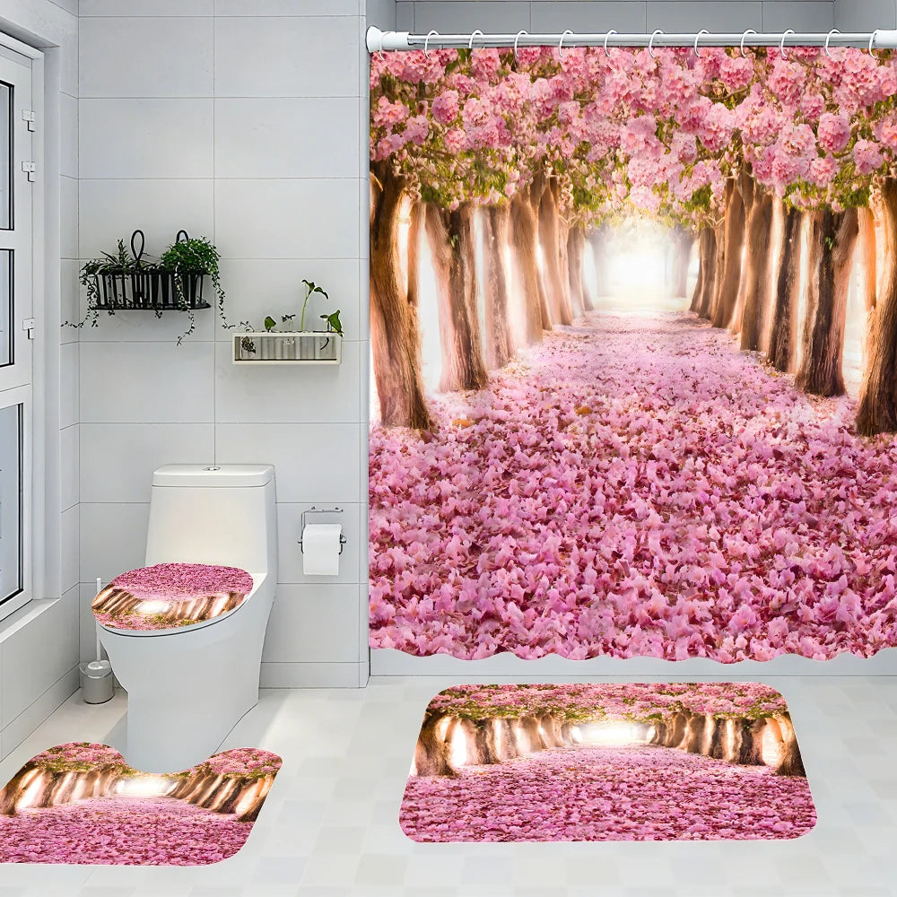 Pink Forest Bathroom Four-piece Set