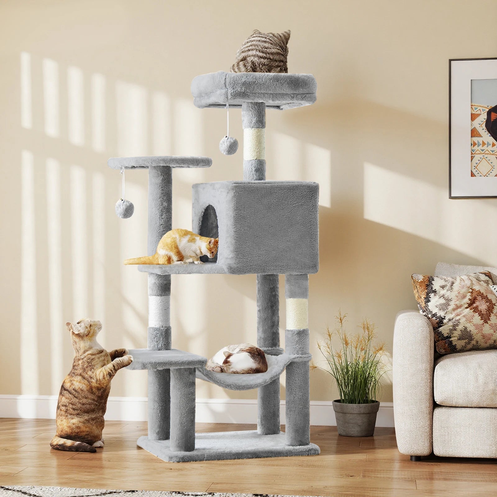 44In Tall Multi-Cat Climbing Tower for Indoor Cat