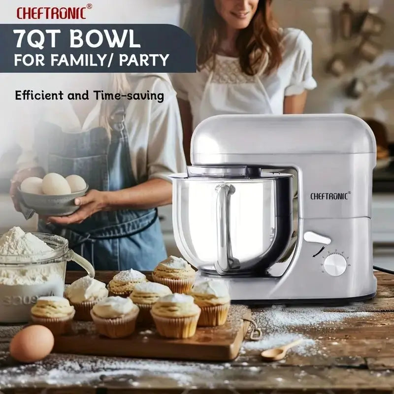6 Speed Stand Mixer with 7 Quart Stainless Steel Mixing Bowl, Dough hook, Egg whisk