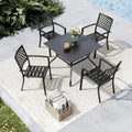 Outdoor Dining Set for 4, Patio Table and Chairs Set with Umbrella Hole