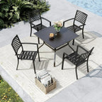 Outdoor Dining Set for 4, Patio Table and Chairs Set with Umbrella Hole