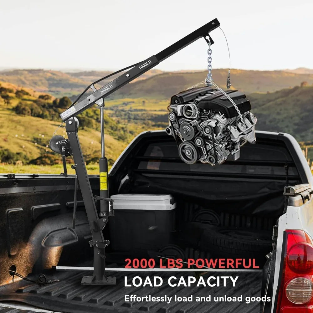 2000 lbs Folding Truck Crane with Hydraulic Winch