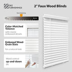 2-Inch Cordless Faux Wood Blinds, 20.75" W x 64" H