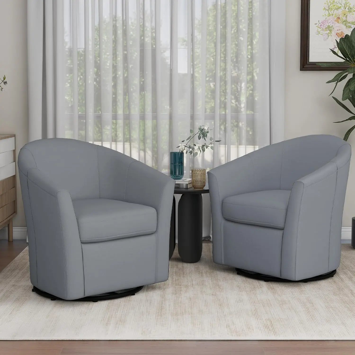 360° Swivel Barrel Accent Chairs Set of 2