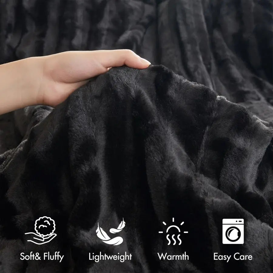 Faux Fur Reversible Comforter Set, Down Alternative Filling,