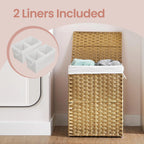 Laundry Hamper with Lid, 90L Clothes Hamper with 2 Removable Liner Bags, 6 Mesh Bags