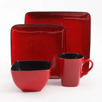 Rave Square Dinnerware Red Set Of 16