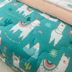 Comforter Set Bed in A Bag Size 7 Pcs Cute Alpaca Tropical Plant Cactus Bedding Set