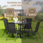 All Weather Outdoor Furniture W/ 30"x30" Table and 4 Stackable Chairs