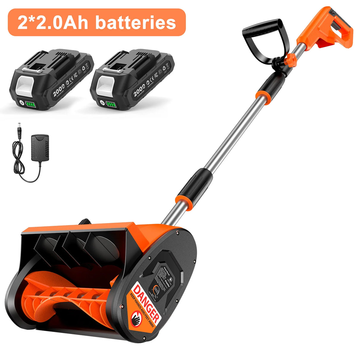 Electric Snow Shovel 900W Brushed Motor 20V Cordless Snow Blower 2*4000mAh Rechargeable Battery Powered Handheld Snow Thrower