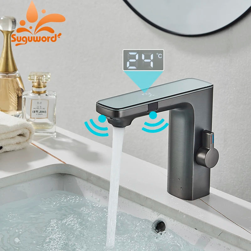 Smart LCD Dual Sensor Bathroom Basin Faucet