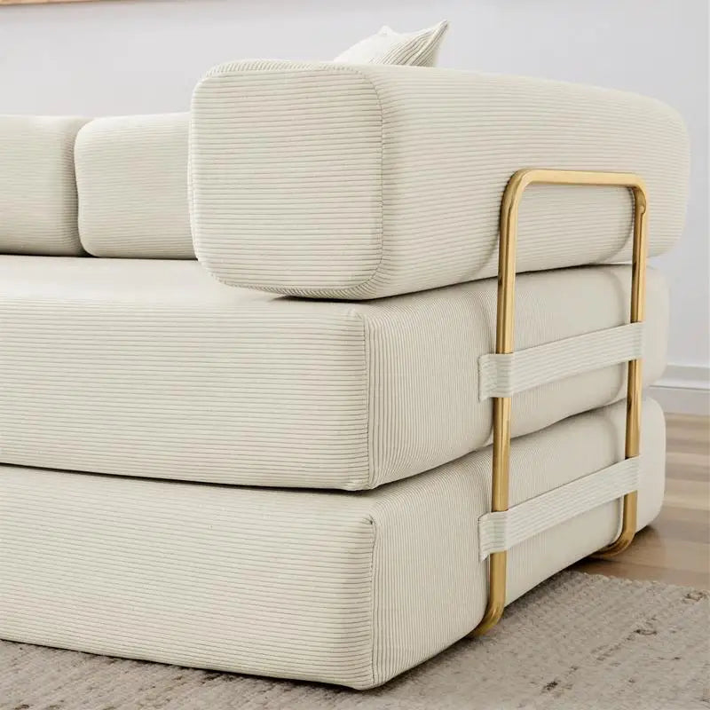 Convertible Sofa Bed, Modern Fold-Out Couch with Removable Backrest