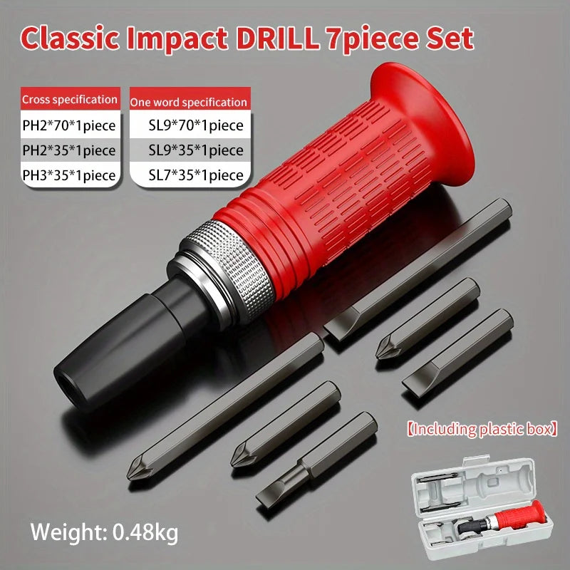 Heavy-Duty Impact Screwdriver Set - Manual Power Tool for Stubborn Screws, Automotive & Machinery Repair