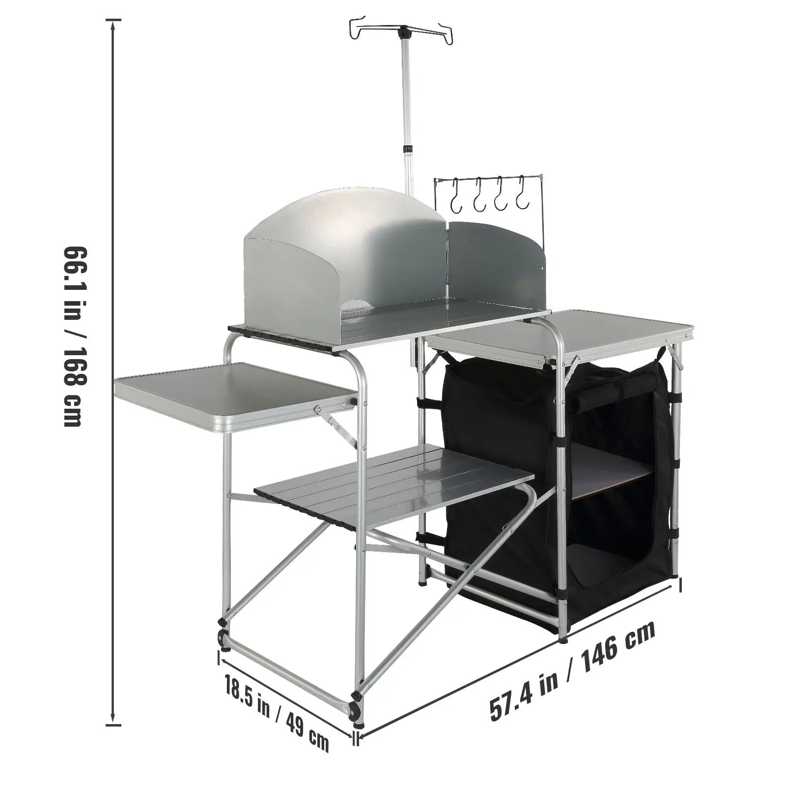 Camping Outdoor Kitchen Table Cabinet Foldable Cooking Storage Rack Aluminum Alloy
