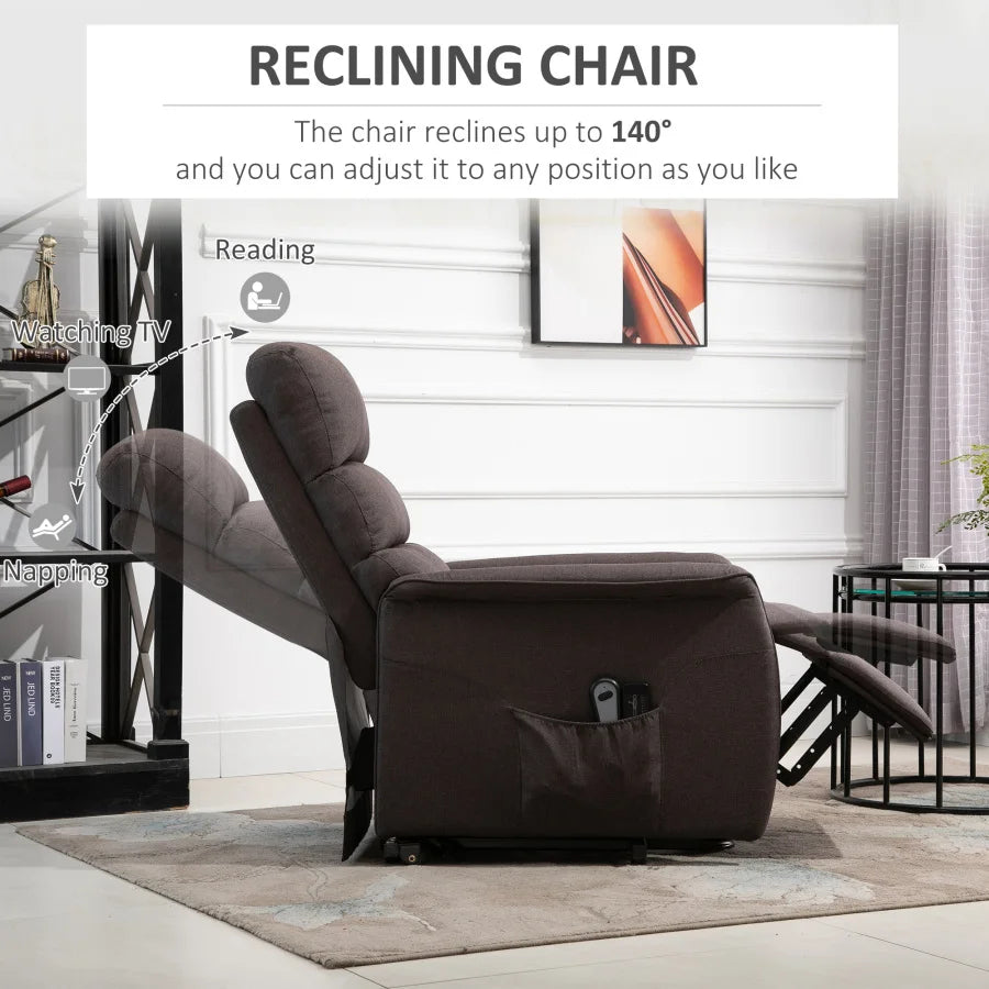 Electric Power Lift Recliner Chair for Elderly, Side Pockets for storage