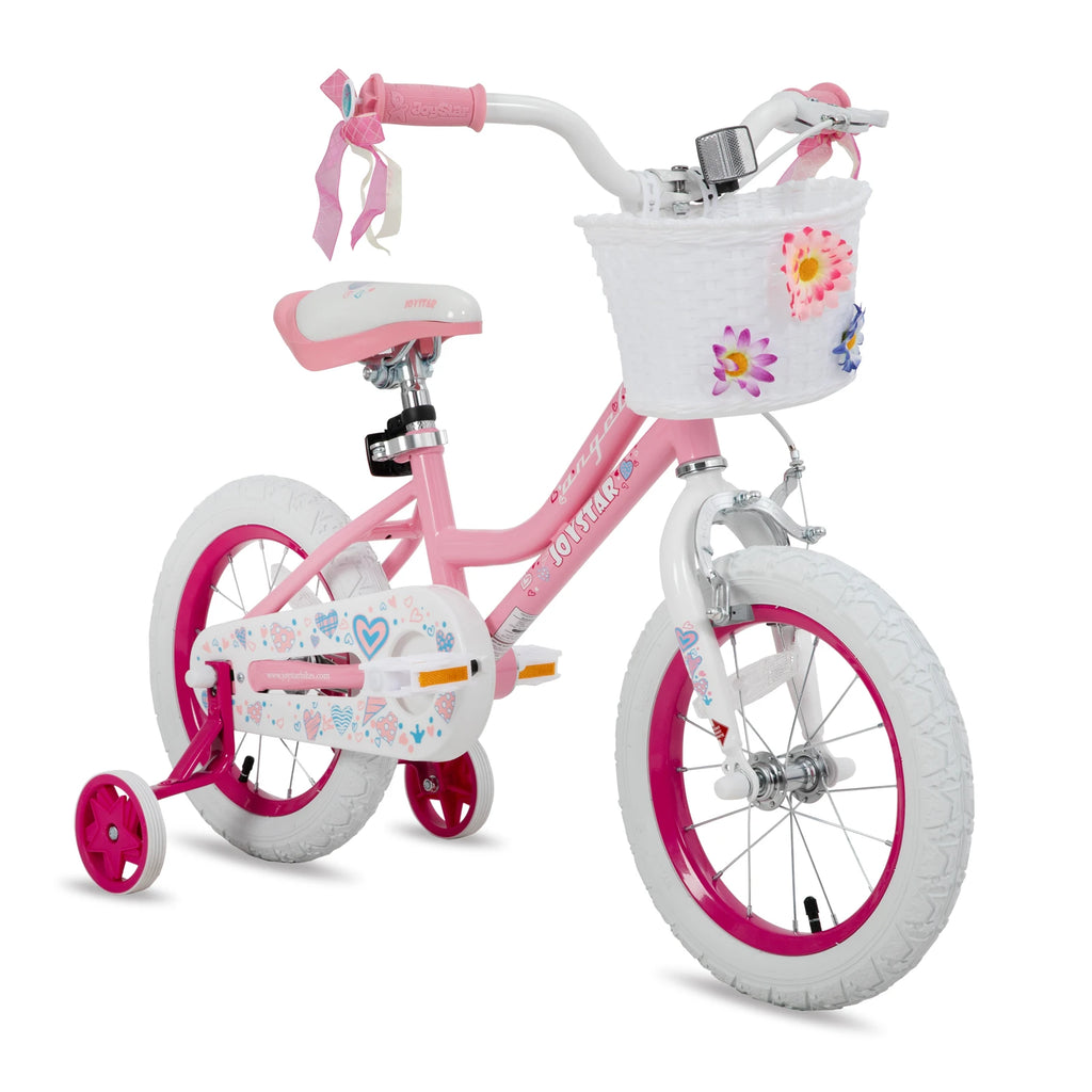 Colorful Girls Bike with Basket & Training Wheels 12 14 16 18 Inch Kids Bike Foot Brake